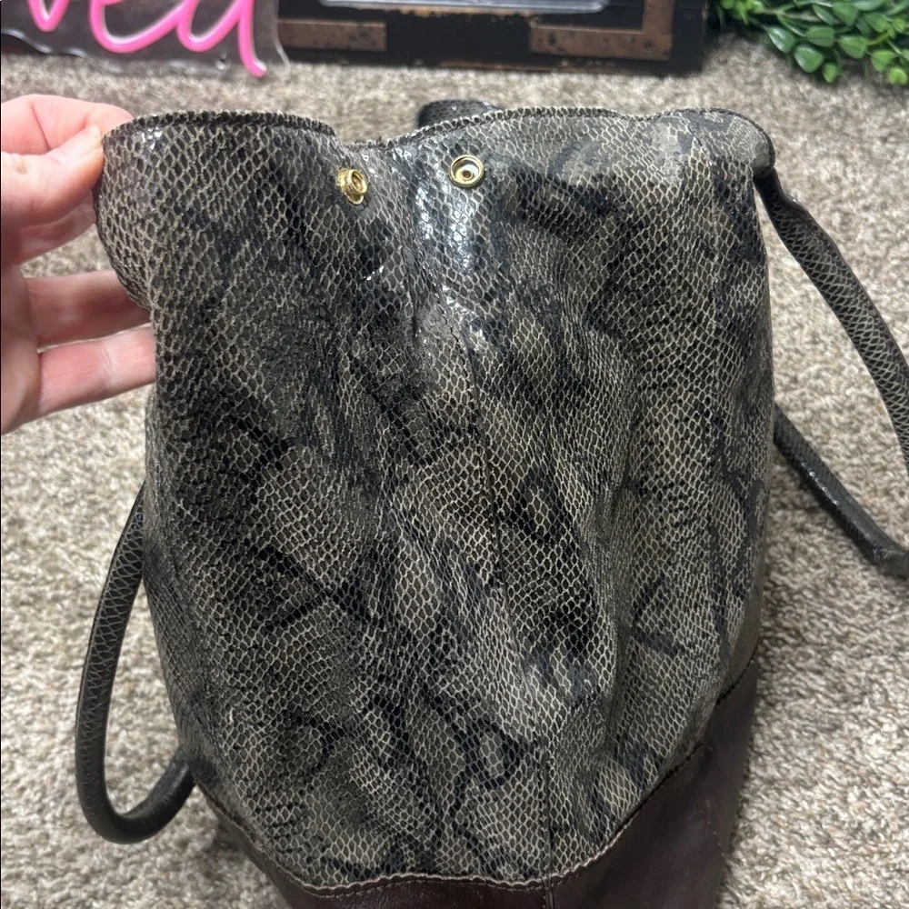 Margot snakeskin and leather tote